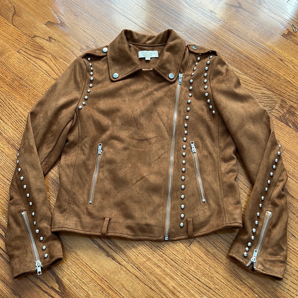 Brown suede cropped jacket